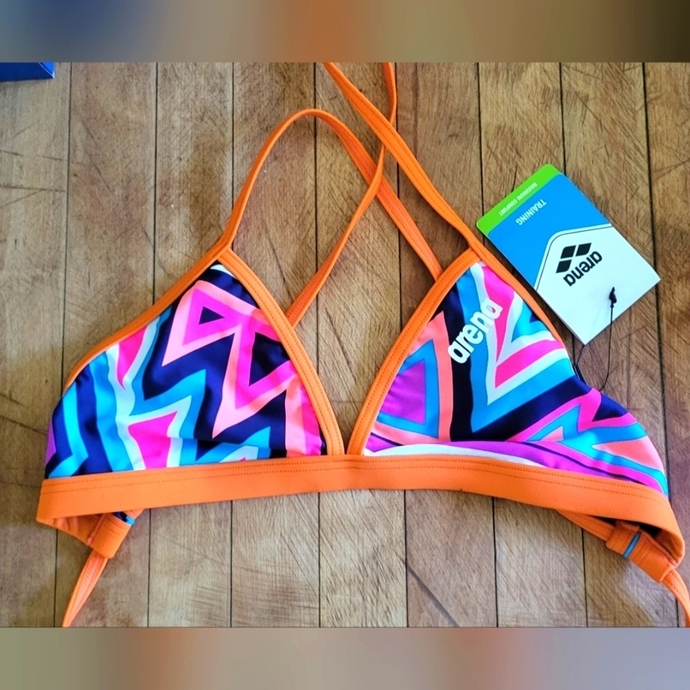 ARENA Multicolor Trianglee Tie Back Bikini Swim Top